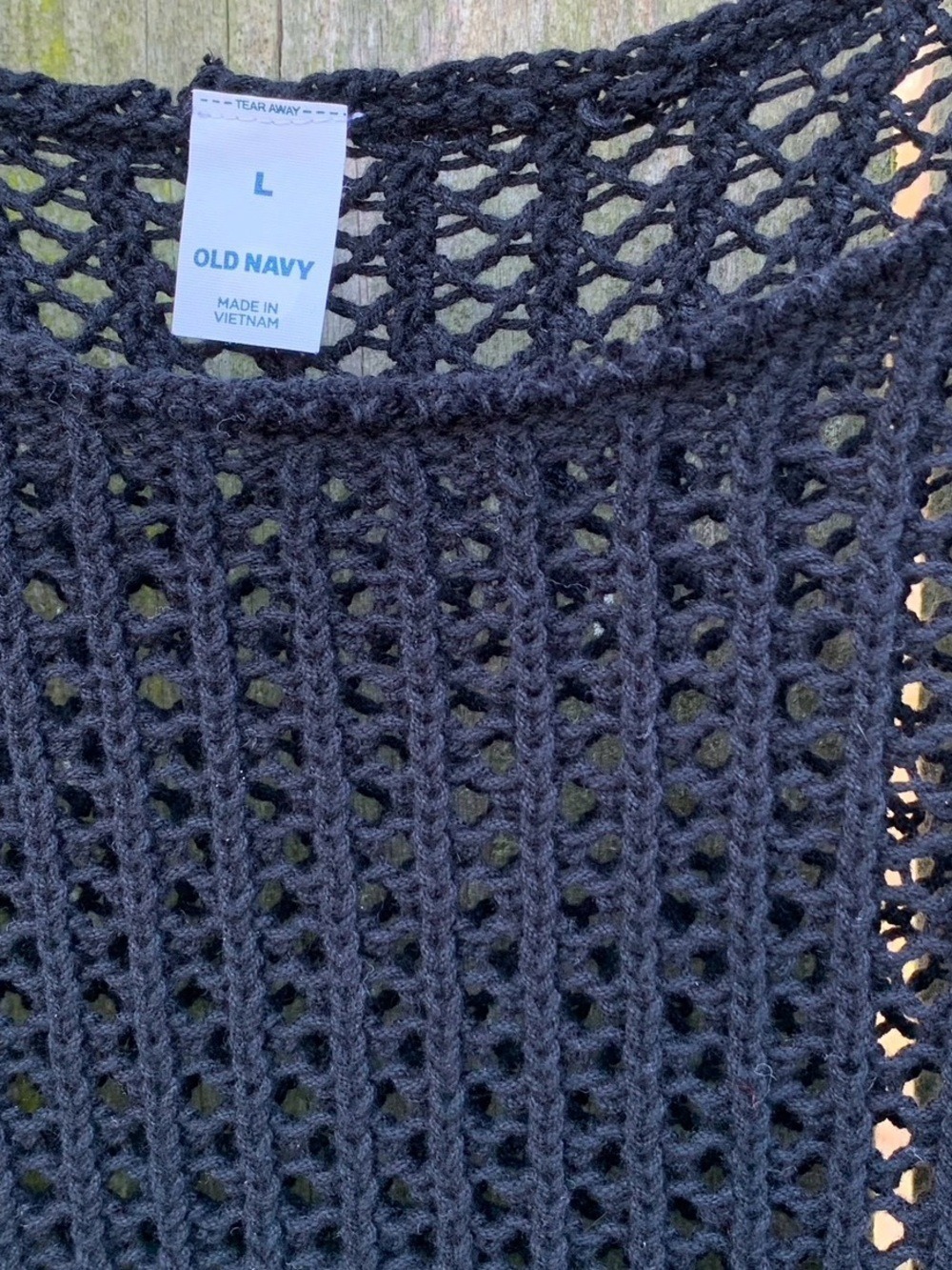 Old Navy Black Crochet Open-Weave Crewneck Sweater - Picture 6 of 11